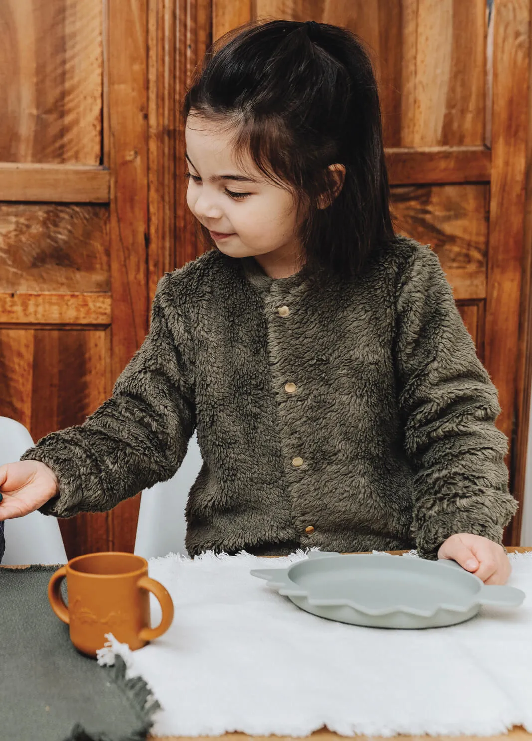 Veste bébé et enfant Teddy kaki