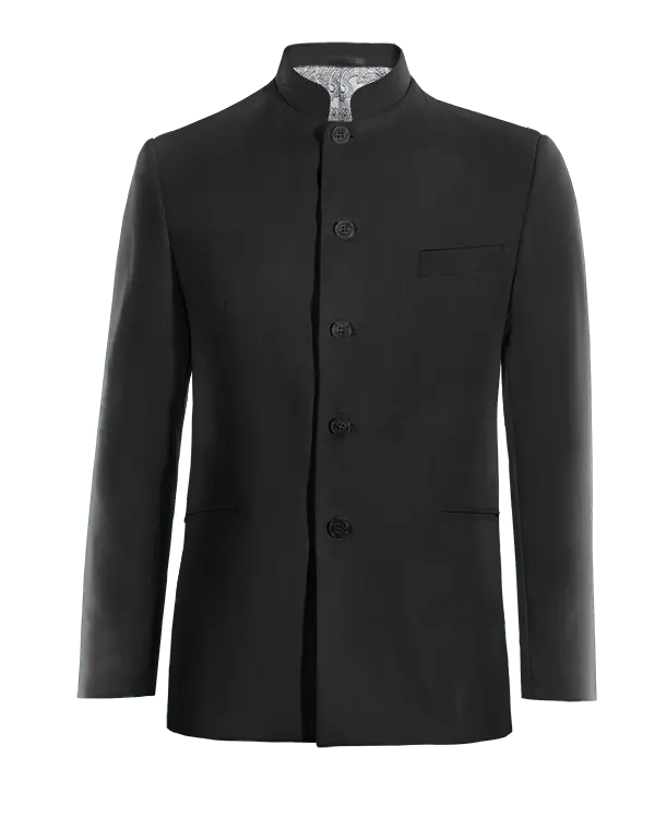 Veste col mandarin noir onyx essentiel