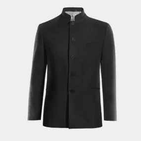 Veste col mandarin noir onyx essentiel