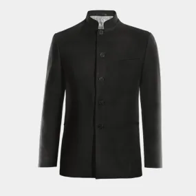 Veste col mao noir de mi-saison