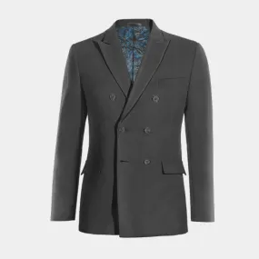 Veste croisée grise revers en pointe slim fit