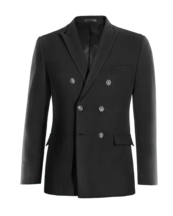 Veste croisée noir onyx revers en pointe slim fit