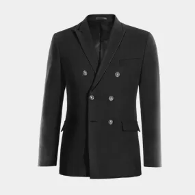 Veste croisée noir onyx revers en pointe slim fit