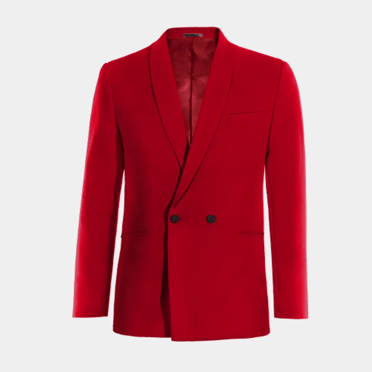 Veste croisée rouge col châle essentiel