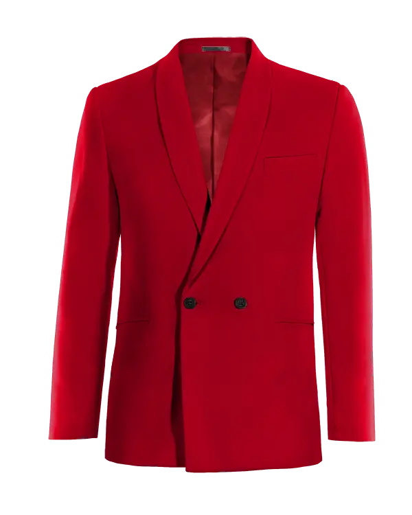 Veste croisée rouge col châle essentiel