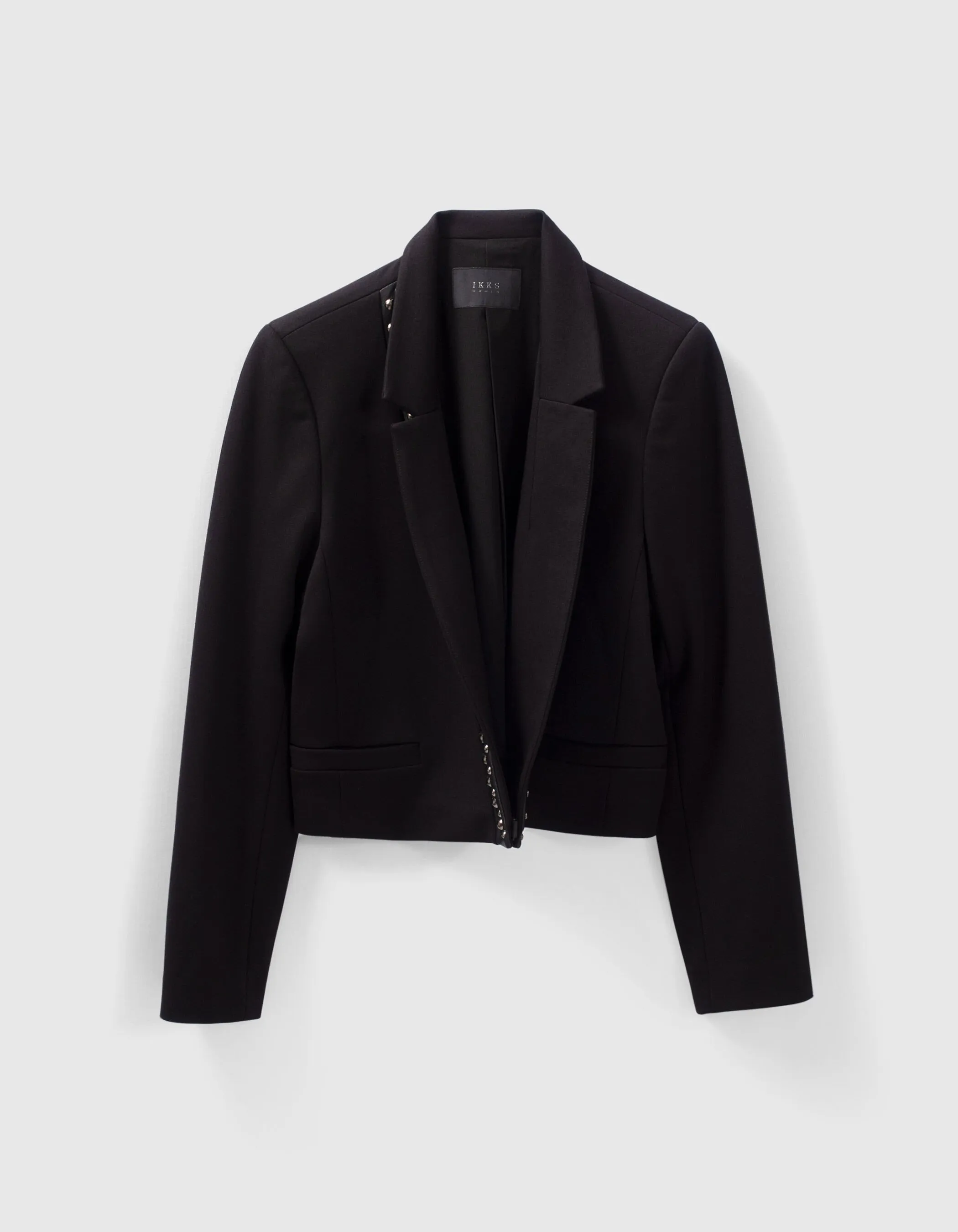 Veste de costume courte noire décor clous Femme