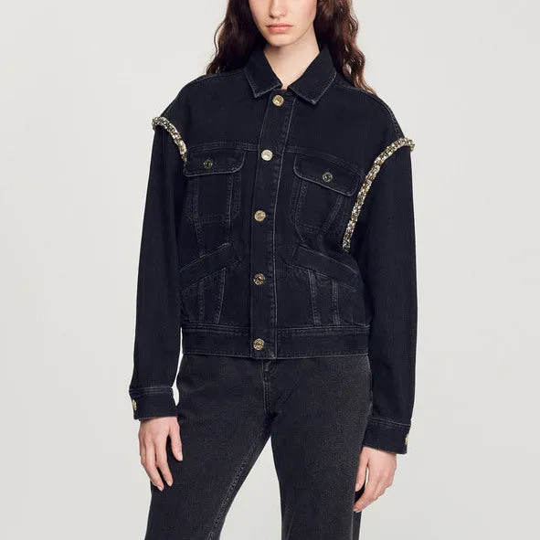 Veste en jean oversize strassée