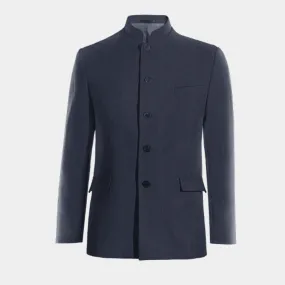 Veste mao bleu marine en lin essentiel