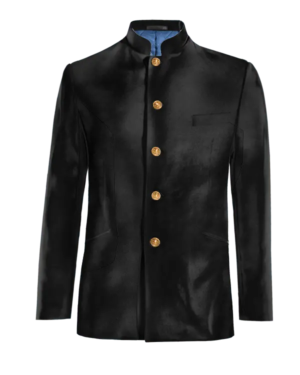 Veste mao noir onyx en velours essentiel