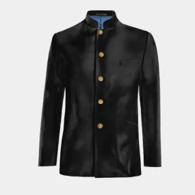 Veste mao noir onyx en velours essentiel