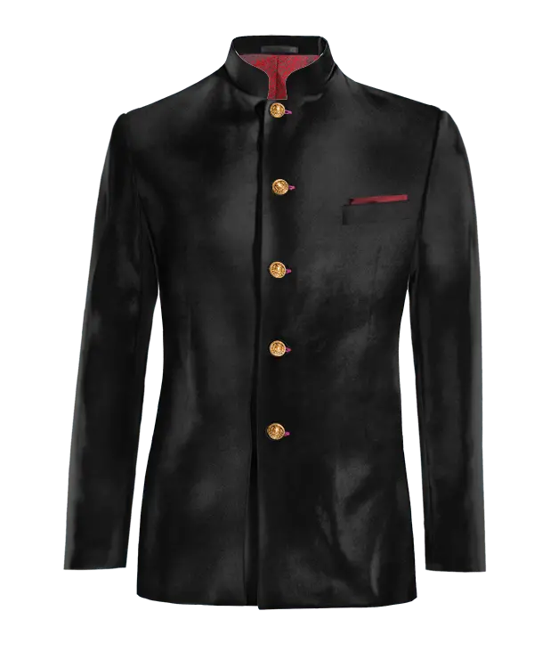 Veste mao noir onyx en velours slim fit