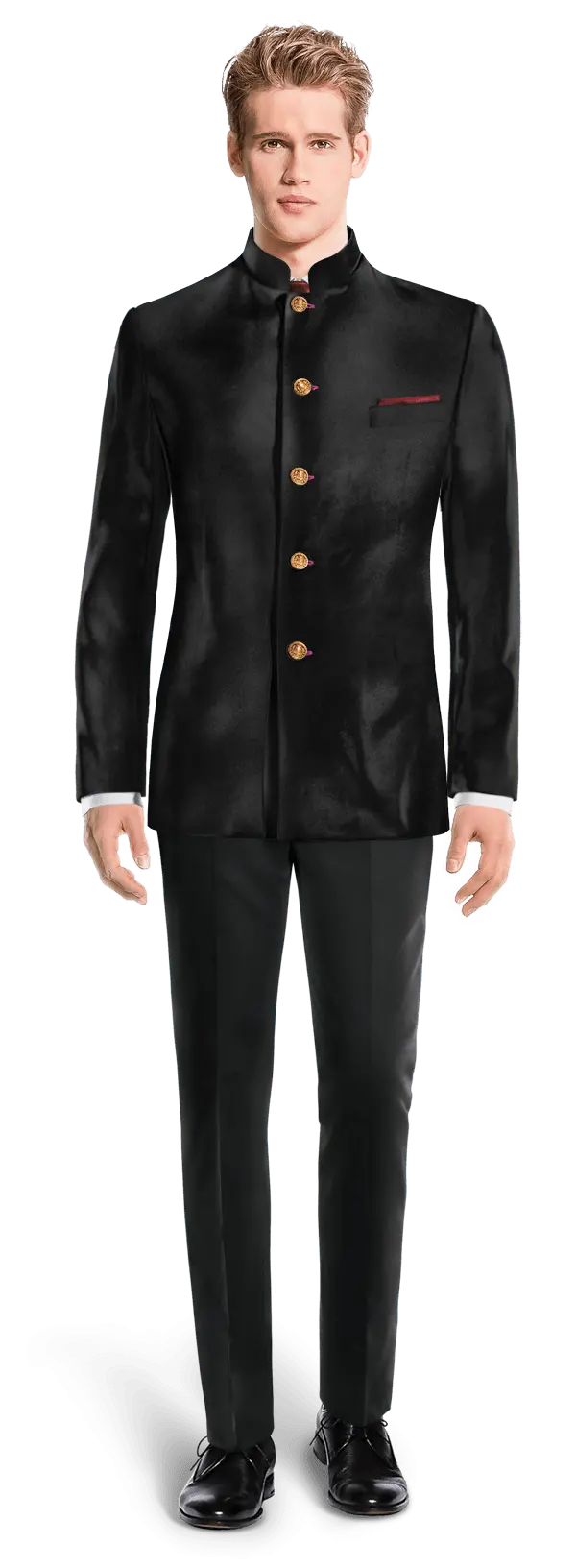 Veste mao noir onyx en velours slim fit