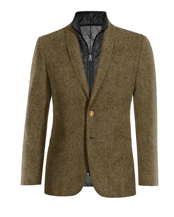 Veste marron en donegal tweed col châle