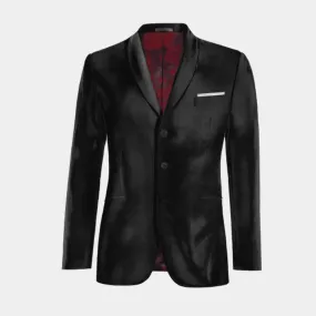 Veste noir onyx en velours col châle essentiel