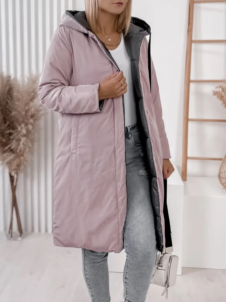 VESTE REVERSIBLE LUENA GRIS - ROSE