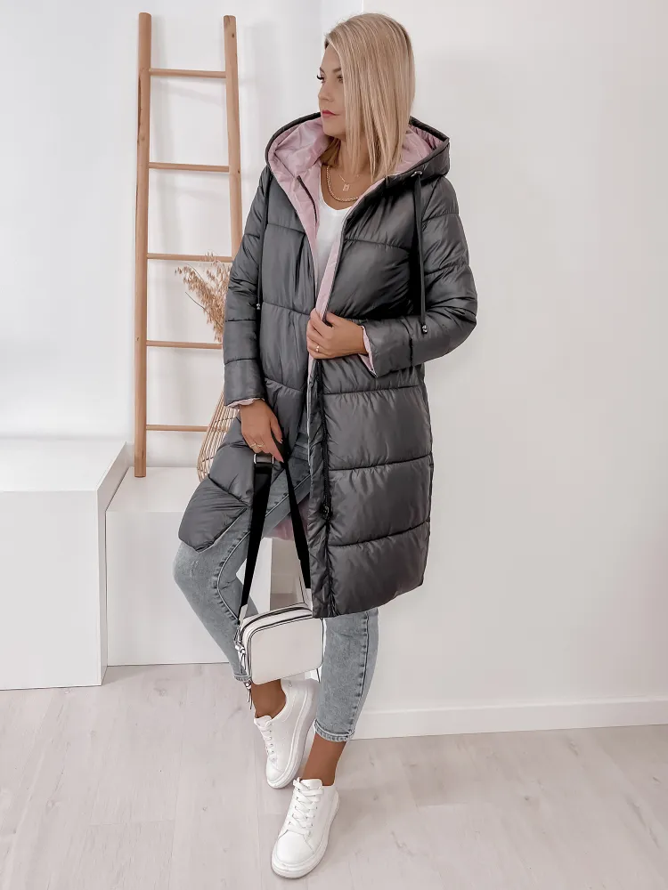 VESTE REVERSIBLE LUENA GRIS - ROSE