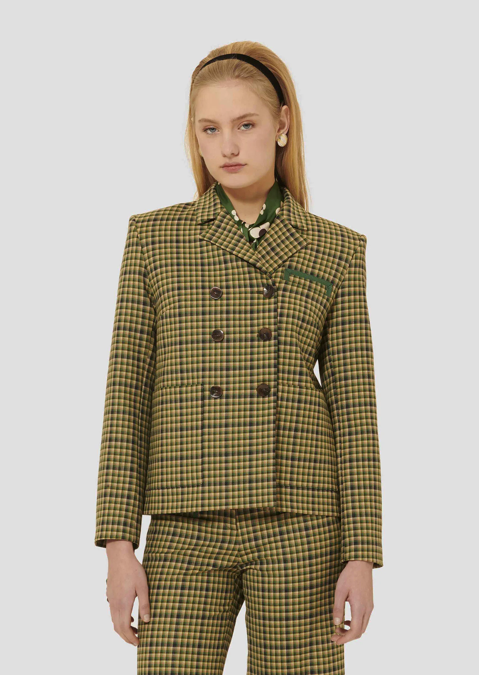 Veste Vannie verte en tartan