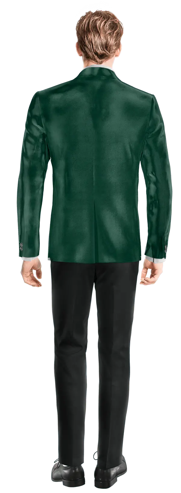 Veste verte en velours col châle slim fit