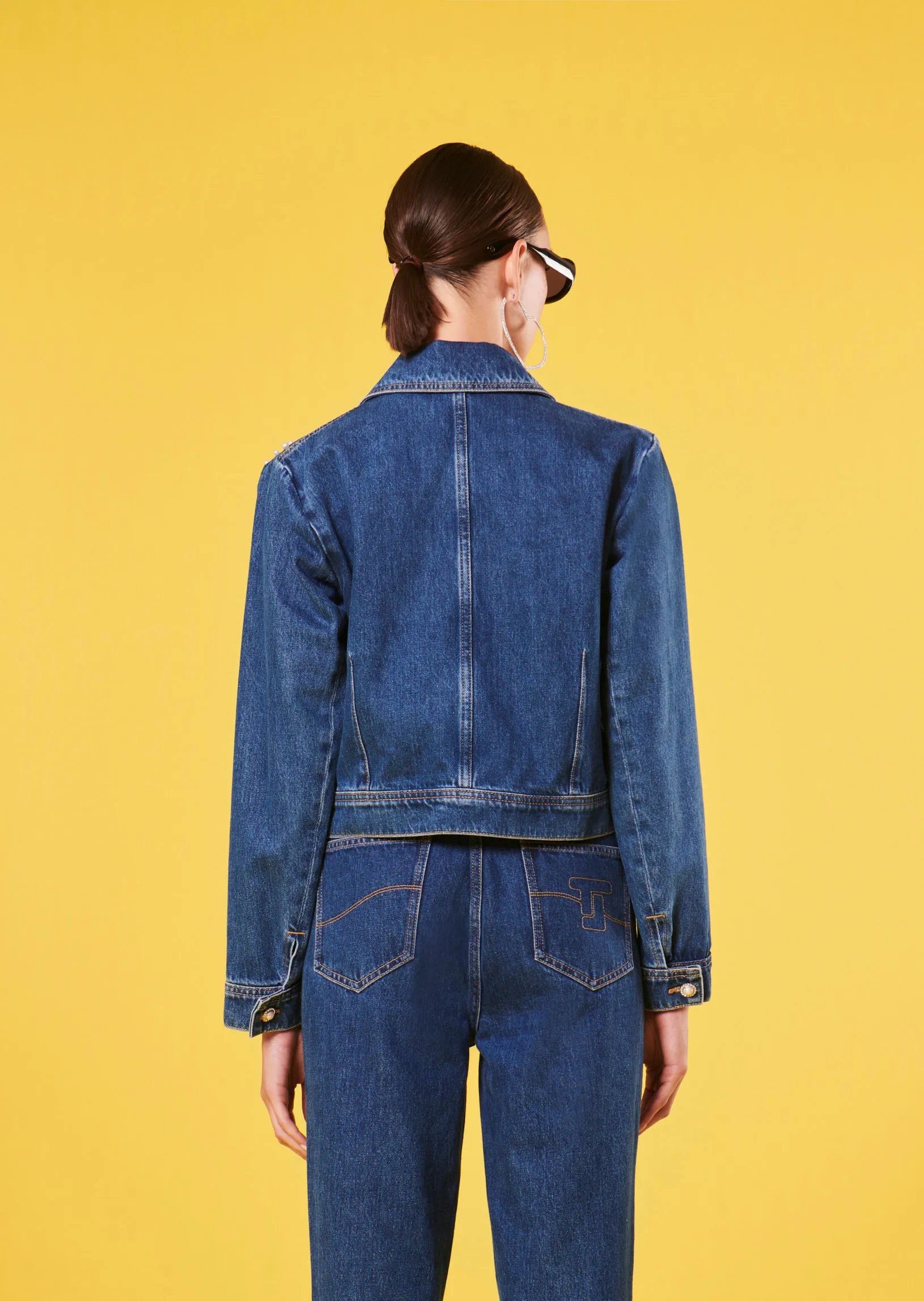 Veste Vicky bleue en denim brodée