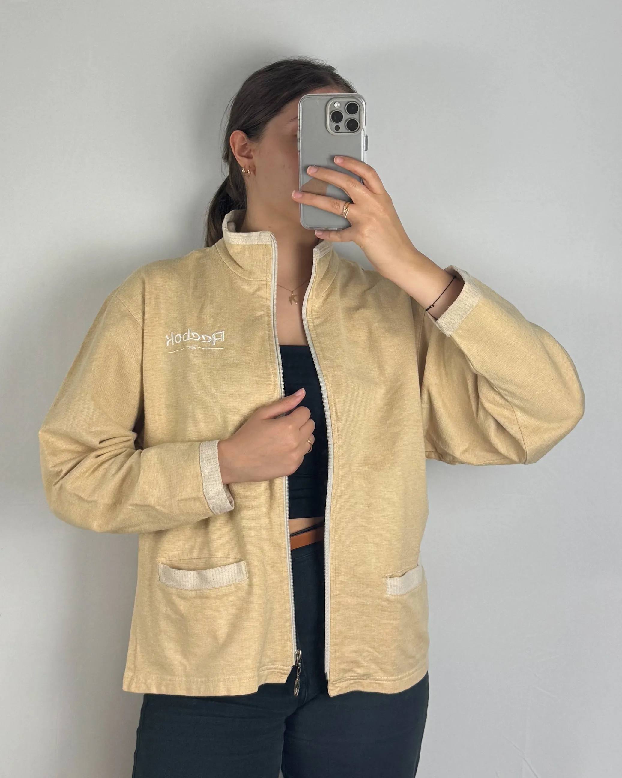 veste vintage Reebok jaune pale (L) Unisex