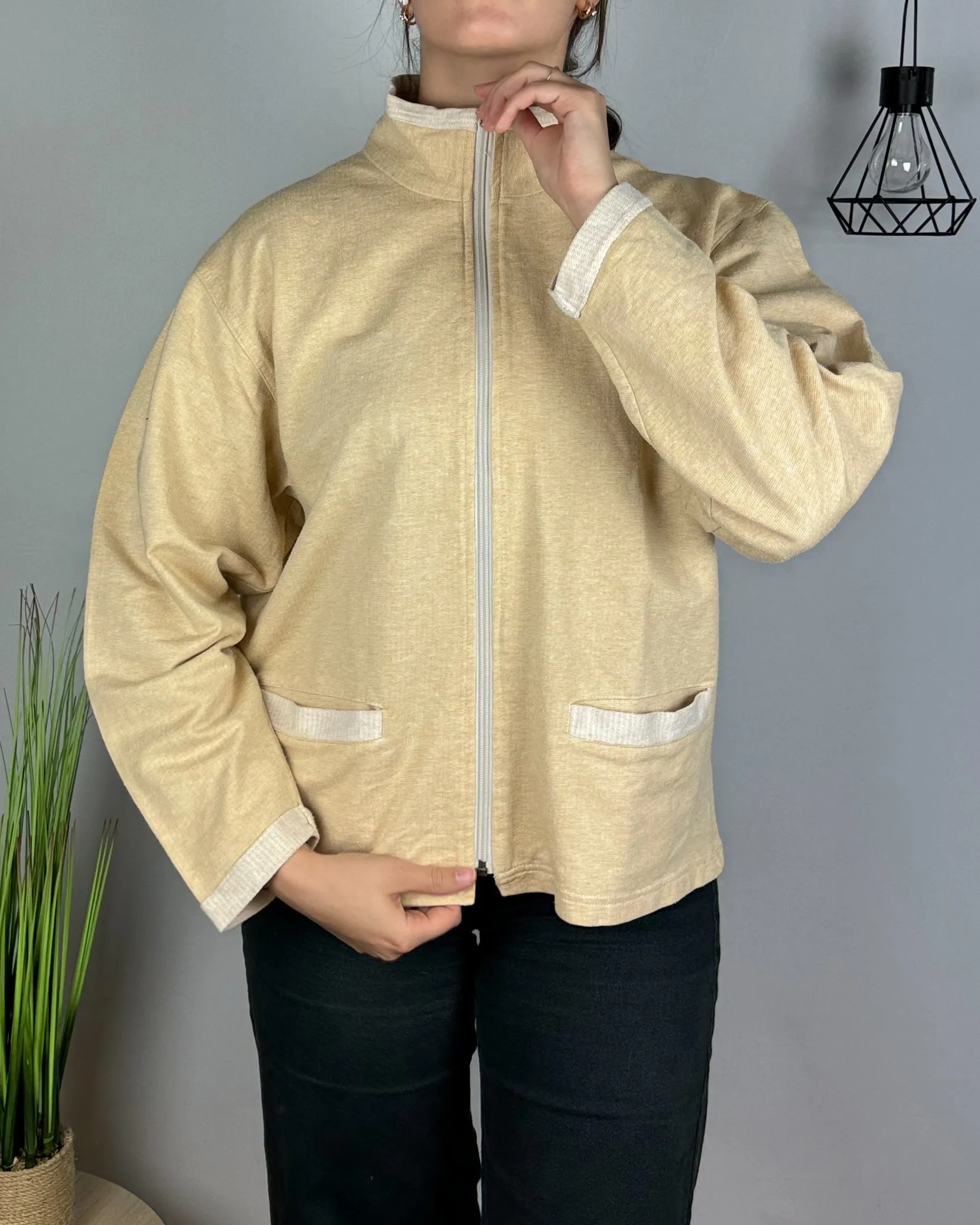 veste vintage Reebok jaune pale (L) Unisex