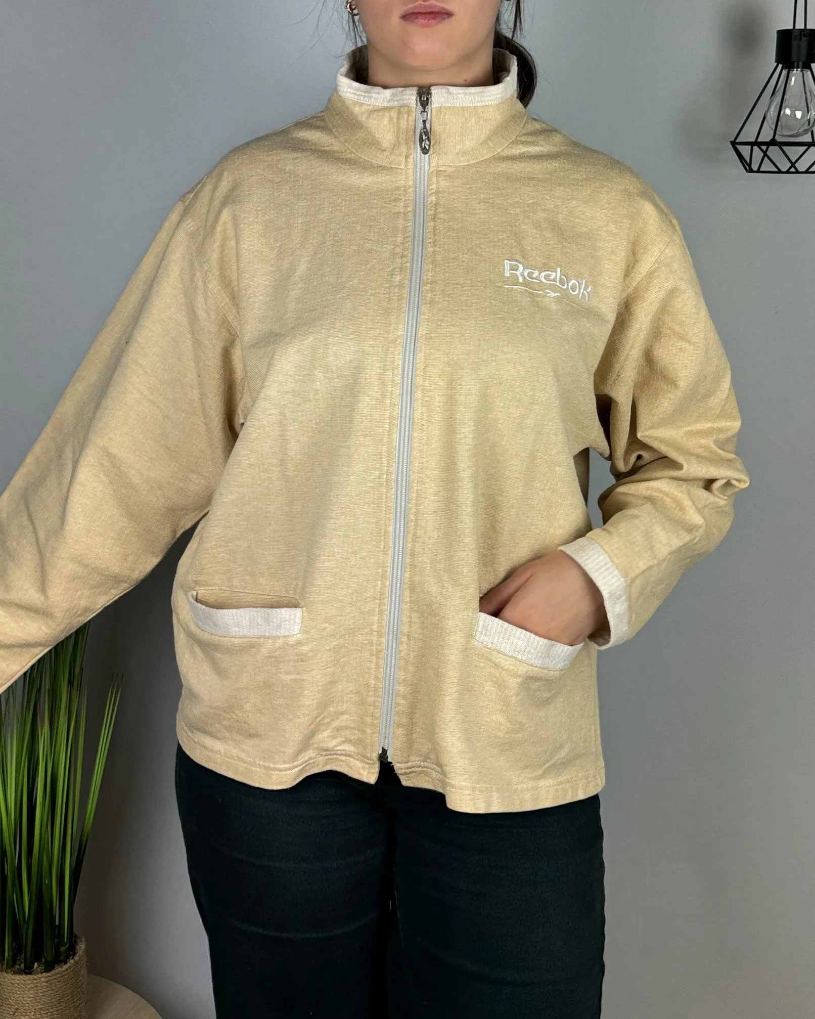 veste vintage Reebok jaune pale (L) Unisex